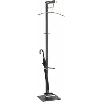 Haku kapstok, 8 knoppen, elk met een draagvermogen van 5 kg, parapluhouder, B 350 x D 410 x H 1750 mm, staalbuis/metaal met poedercoating, chroom-zwart