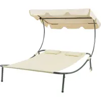 Casa.pro Zonnebed 'Avigliano' met zonnedak, stalen frame, 200 x 173 x 146 cm, beige