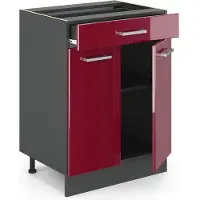 Vicco Keukenonderkast R-Line Rode hoogglans 60 cm met lade, zonder werkblad, Model 34920
