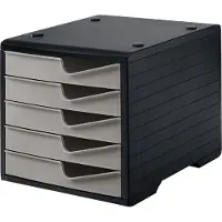Styro Ladebox styroswing, 5 laden, uittrekstop & verzonken greep, stapelbaar, B 270 x D 340 x H 255 mm, polystyreen, zwart-taupe