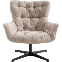 Vente-unique Draaifauteuil van beige stof OPHELIE