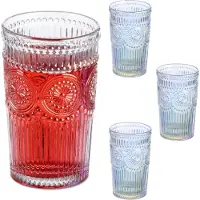 Relaxdays drinkglazen - set van 4 - 360 ml - vintage - vaatwasserbestendig - transparant