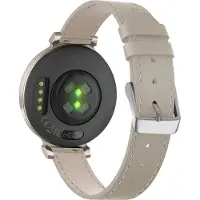 Bandz lederen band ‘Classic’ - Echt leren bandje 14mm geschikt voor Garmin Lily 2 (alleen tweede versie) - beige