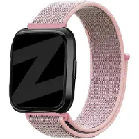 Bandz nylon loop band geschikt voor Fitbit Versa / Versa 2 - Hoogwaardig nylon materiaal smartwatchbandje - Nylon Fitbit Versa / Versa 2 bandje met klittenbandsluiting - roze nylon bandje