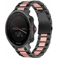 Strap-it Stalen schakel bandje - geschikt voor Polar Grit X / Grit X Pro / Vantage M / M2 / M3 / V3 - zwart/roze