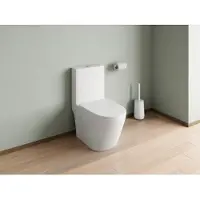 Vente-unique Hangend toilet van mat wit keramiek - Horizontale afvoer - NAGILAM