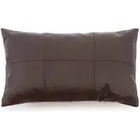 Bazar Bizar Het Six Panel Leather Kussenhoes - Chocolade - 30x50