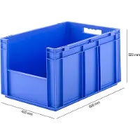 Ssi Euronorm bak EF 6320, zonder deksel, zonder stofklep, 63,7 l, blauw