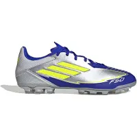 Adidas Herenschoenen F50 League Messi La Vida Rapida AG Kunstgras Voetbalschoenen Silver Metallic/Solar Yellow/Lucid Blue