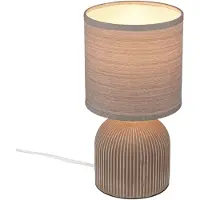 Briloner Ino tafellamp, stoffen lampenkap, snoerdimmer, keramieken voet, bruin, Ø15 x 28 cm