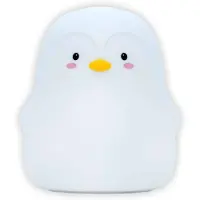 Intirilife nachtlampje voor kinderen met 7 kleuren - witte pinguïn - 11,5 x 11 x 13 cm - schattige nachtlamp