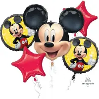 Amscan folieballonnen Mickey Mouse junior rood/zwart 5-delig