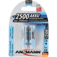 Ansmann AA / HR6 2500 mAh maxE Plus batterijen, 2 stuks.