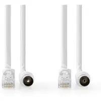 Nedis Coax- en CAT6-Combikabel | IEC (Coax) Male / RJ45 Male | IEC (Coax) Female / RJ45 Male | Vernikkeld | RG58 | 75 Ohm | Dubbel Afgeschermd | 3.00 m | Rond | PVC | Wit | Label - CSGL4500WT30