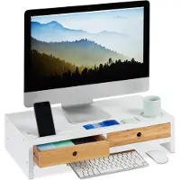 Relaxdays Bamboo, Monitorstijgers, Wit