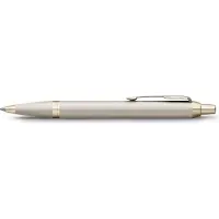 Parker IM Monochrome balpen | blauwe inkt | champagnekleurige afwerking en details | medium punt | met geschenkdoos