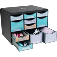 Exacompta Ladebox STORE BOX MULTI Aquarel, 7 kleine & 4 hoge lades met uittrekstop & verzonken handgreep, kunststof, zwart