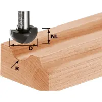 Festool 490984 Halfrondprofielfrees Lengte 40 mm Afmeting, Ø 12.70 mm Werklengte 10 mm Schachtdiameter 8 mm