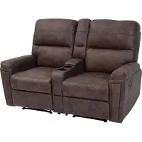 Mendler 2-zits bioscoopfauteuil -K17, relaxfauteuil TV fauteuil bank, nosa ophanging bekerhouder vak ~ stof/textiel bruin