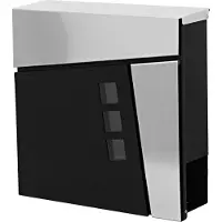 MCW Brievenbus -B29, brievenbus voor wandmontage Brievenbus Krantenvak, poedercoating ~ zwart/roestvrij staal