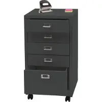 MCW Verrijdbare ladekast -L49, stalen ladekast archiefkast, metaal 75x40x41cm 5 laden ~ donkergrijs