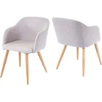 MCW Set van 2 eetkamerstoelen -D71, keukenstoel, retro design, armleuningen van stof/textiel ~ lichtgrijs-grijs