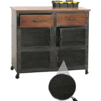 Mendler Werkplaatswagen -N28, wagen, wielen 2 laden, 3D structuur metaal hout 90x100x40cm ~ zwart, bruin