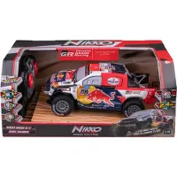 Nikko RC Auto Dakar Rally Night Mode Toyota Gazoo Racing Al-Attiyah - RC voertuig 9 km/h - LED Verlichting - vanaf 6 Jaar - Blauw/Rood 1:18