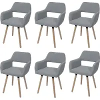 MCW Set van 6 eetkamerstoelen -A50 II, stoel keukenstoel gestoffeerde stoel, hout stof/textiel bouclé (450 g/m²) MVG ~ grijs