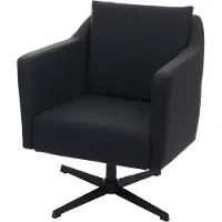 MCW Loungestoel -H93b, fauteuil cocktail fauteuil relaxfauteuil met voet, draaibaar ~ kunstleer zwart
