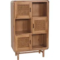 MCW Highboard -M47, ladekast kast dressoir, opbergvakken, rotan acacia massief hout gebeitst 141x90x35cm 32kg