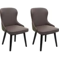 Mendler Set van 2 eetkamerstoelen -M60, gestoffeerde stoel, keukenstoel, fauteuil, stof/textiel, massief hout ~ donkergroen-grijs