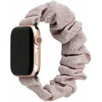 Strap-it Scrunchie band - Geschikt voor Apple Watch (Series 12/11/10), (SE 3/2/1), (Series 9/8/7/6/5/4) - 38/40/41/42mm - Shiny Pink - Elastisch haarelastiek bandje van nylon - iWatch bandje