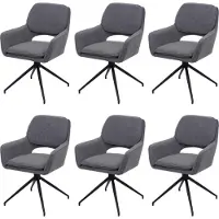 Mendler Set van 6 eetkamerstoelen -N74, keukenstoel, draaibaar met Auto-Return, bouclé-stof (540 g/m²) ~ grijs
