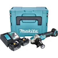 Makita DGA 520 RFJX1 accu haakse slijper 18 V 125 mm X-LOCK Brushless + 2x accu 3.0 Ah + lader + Makpac