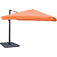 Mendler Zweefparasol -A96, horeca, 3x3m (Ø4,24m) polyester aluminium/staal 23kg ~ Flap, terracotta met voet