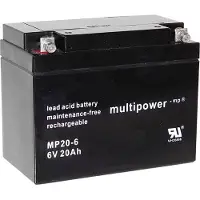 Multipower MP20-6 Loodaccu 6 V 20 Ah Loodvlies (AGM) (b x h x d) 157 x 125 x 83 mm M5-schroefaansluiting Onderhoudsvrij, Geringe zelfontlading