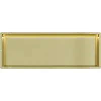 Guido Gusto Mat goud RVS Inbouwnis 30x90x7cm met tegelflens en RGB verlichting