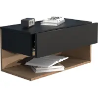 Hioshop UsalXL60 nachtkastje wandmontage 1 lade 1 plank zwart, eik decor.