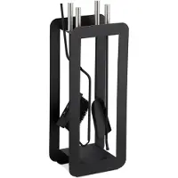 Relaxdays openhaard set - 5-delig - staal - met haardgereedschap - houder - haardtang - zwart