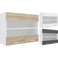VCM Esilo keuken bovenkastje 80 cm 2 glazen deurenwit, eik decor.