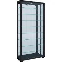 Hioshop VitrosaMaxi vitrinekast wandmontage met spiegel 2 glazen deuren zwart.