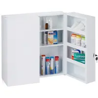 Merkloos medicijnkast XXL - 2 deuren - staal - 11 vakken - afsluitbaar - 53 x 52,5 x 19,5 cm - wit