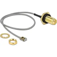 DeLOCK MHF I LK (v) - RP-SMA (v) kabel met afdichtring - Micro Coax (1,13 mm) - 50 Ohm / grijs - 0,20 meter