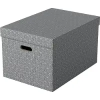 Esselte Home Grote Opbergdoos met Deksel, Set van 3 Stuks - 100% Gerecycled Karton en 100% Recyclebaar - Grijs