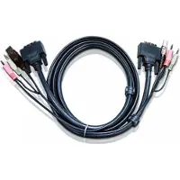 Aten 3M USB DVI-D Enkelvoudige Link KVM Kabel - 3 m - DVI-D - Zwart - DVI-D - USB A - 2 x 3.5mm - DVI-D - USB A - 2 x 3.5mm - Mannelijk