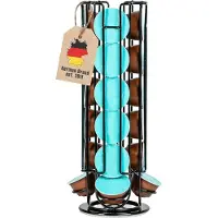Intirilife Koffiecapsulehouder voor Dolce Gusto Capsules (24 Stuks) in Zwart IJzer - 13.5 x 33 cm - 360 Graden Draaibare Capsulestandaard, Opberging voor Koffiecapsules, Pads