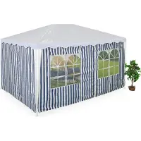 Relaxdays zijwanden partytent - set van 2 - zijkanten voor 3x4m tuintent - blauw-wit