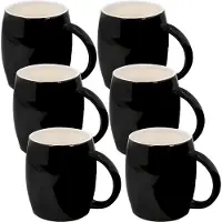 Intirilife 6x mok met handvat van keramiek in zwart - 400 ml - mok voor koffie thee cappuccino vaatwasmachinebestendig cadeau-idee voor familie vrienden of collega's