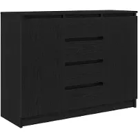 vidaXL Dressoir met laden, zwart, eikenlook, 100,5 x 35 x 76 cm